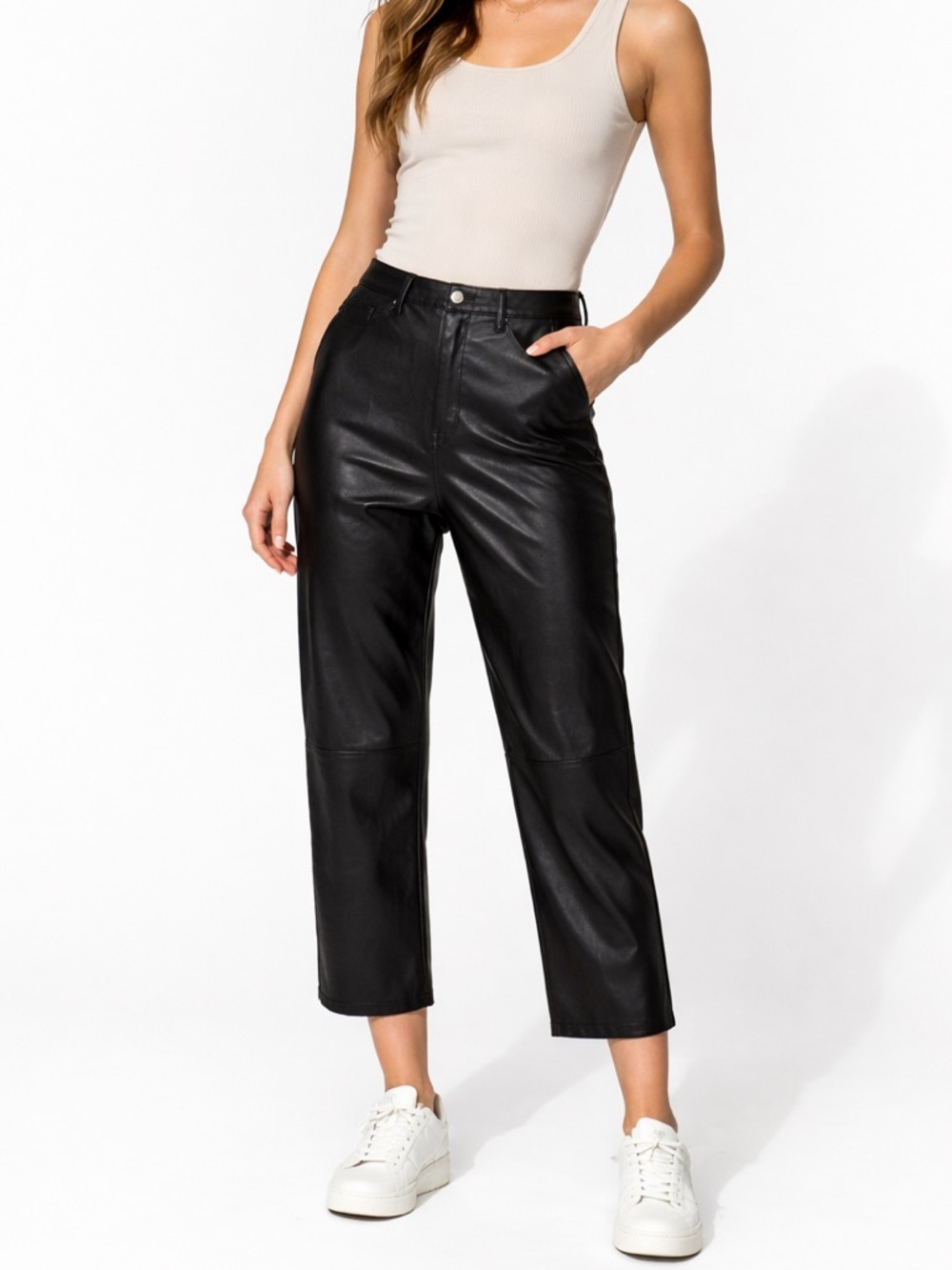 BLANKNYC Baxter Faux Leather Cropped Pants Black Size 32 High Rise